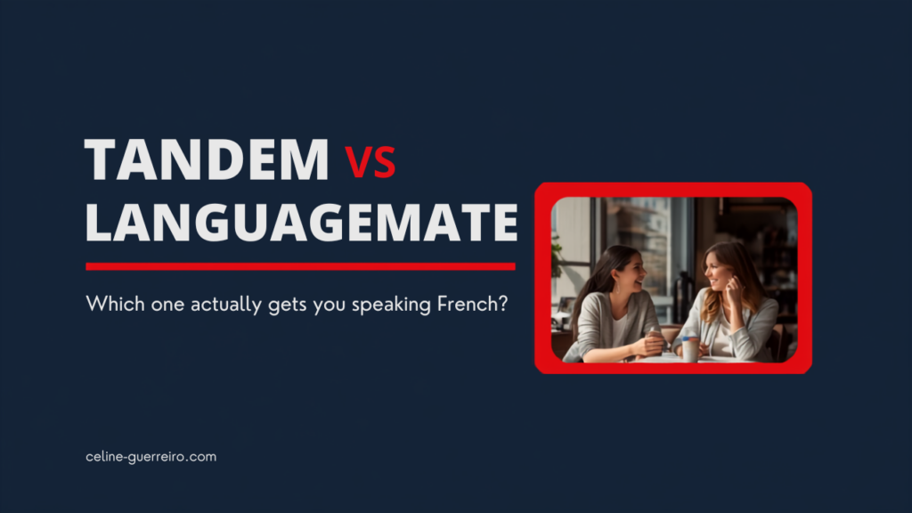 Two women talking at a cafe table, illustrating a language exchange partnership